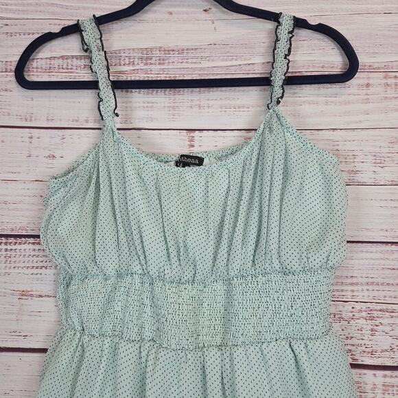 Antheaa Chiffon Babydoll Sundress XL Mint Green Ruffle Smocked Tier Summer Dress - Picture 6 of 16